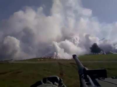 Panzerhaubitze 2000 deploying smoke screen