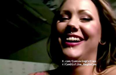 Classic full scene, she barfs in the garbage. 