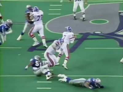 John Elway ducks away from sack, throws flat-footed 50-yard touchdown on a rope to Shannon Sharpe (Nov. 28, 1993)