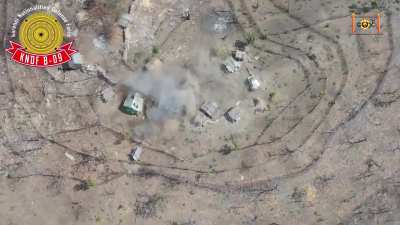 KNDF drone dropping bombs on a Myanmar Army outpost.