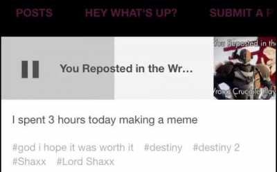 Shaxx has a lovely voice