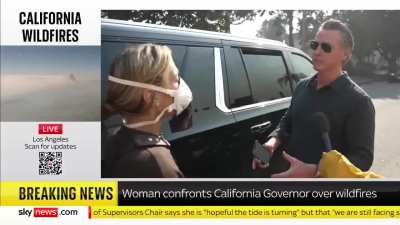 Woman confronts California Governor over wildfires 