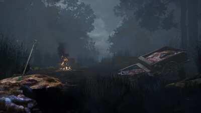 Game broke, but it's actually kinda peaceful. Can hear the fire in the back