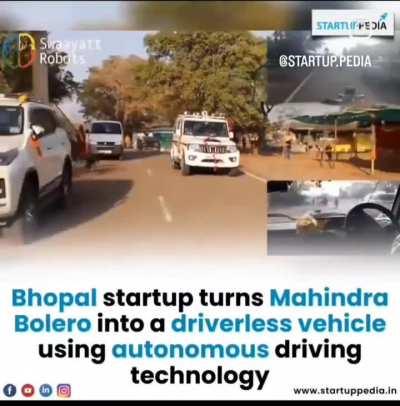 A Bhopal-based startup SWAAYATT ROBOTS tested a driverless car in busy traffic.