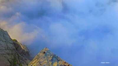 Preikestolen or 'preachers chair', a cliff located in Norway, which rises 604 metres (1,982 ft) above the Lysefjorden.