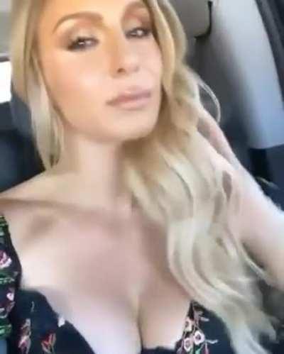 Charlotte showing her big cleavage