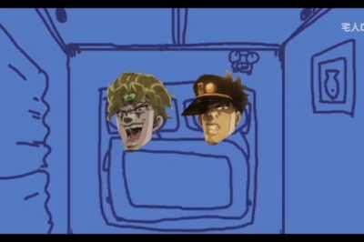 Jotaro and Dio sharing bed