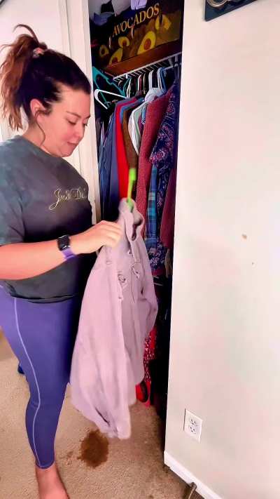 Hanging clothes and had to pee. So I decided to just go and right when I finish my husband walked in and caught me with a puddle of piss on the carpet between my legs.