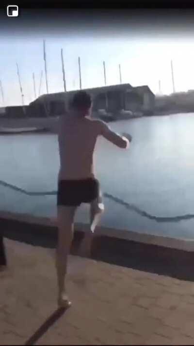 I can almost hear this guy hitting the curb.