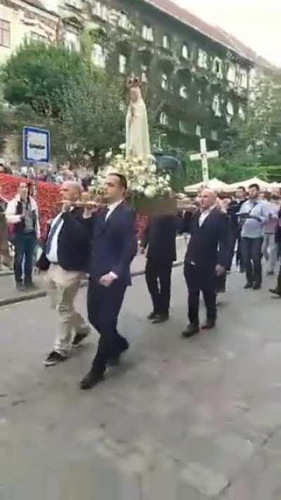 Pro life procession with sing rosary in Zagreb, Croatia