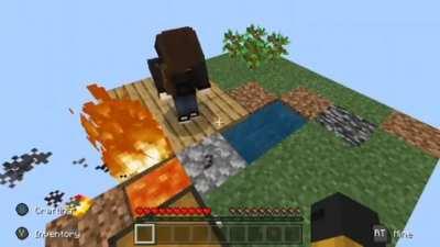 My friend sent me a clip from our first skyblock attempt