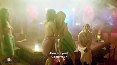 Camille Razat in Emily in Paris (very dark scene heavily enhanced)