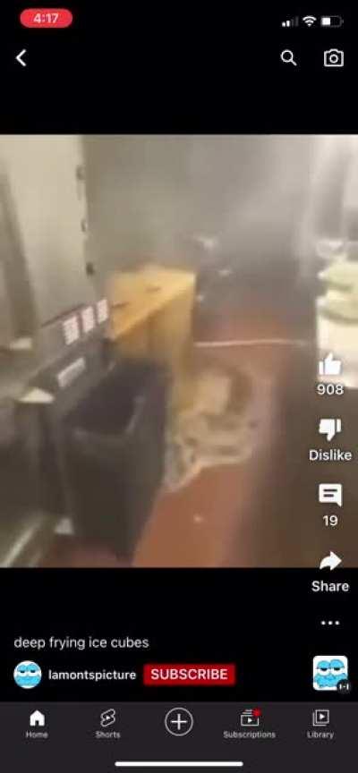 What could go wrong putting ice cubes into the fryer?