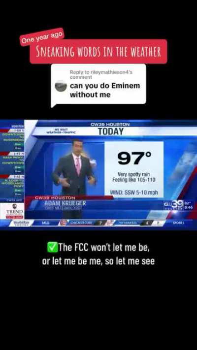 Weatherman sneaks eminem lyrics into his report