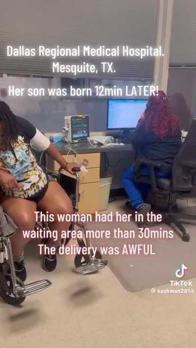 Nurse appears to have no sense of urgency while woman is actively in labor at Texas hospital