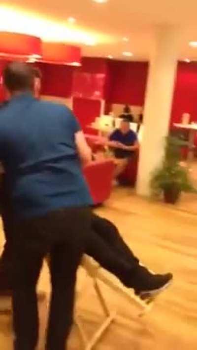 Sitting in a high chair