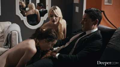 Megan Marx Sex Slave giving blowjob