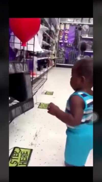 Trying to touch the creepy clown