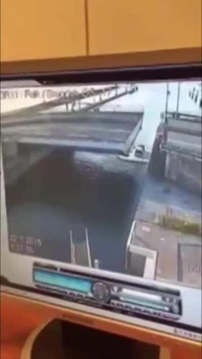 To cross a closing retractable bridge