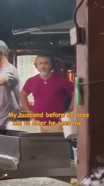 Men before and after they see their favorite person