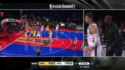 [Highlight] Haliburton and Brook Lopez mic'd up moments during the game.