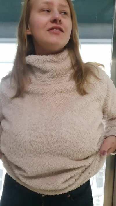 Have you ever ridden an elevator in a mall with your big boobs bouncing?