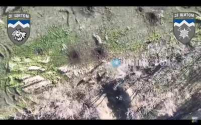 Ukrainian drone gets a very precise grenade headshot on a Russian soldier while moving, video by the 108th Separate Mountain Assault Battalion