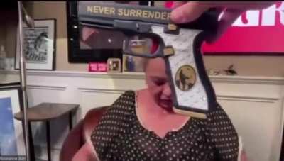 Rosanne Barr might need a gun safety course. 