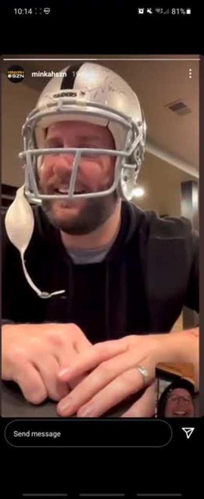 Ben in a Raiders helmet *shudders*