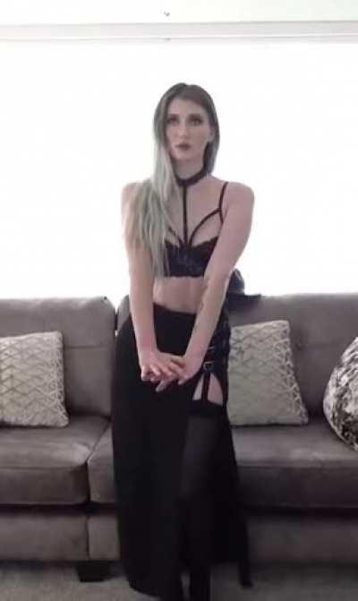 Morticia entranced to sway her hips