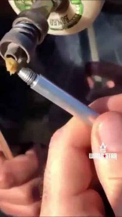 Dude used his skateboard trucks to rip a dab