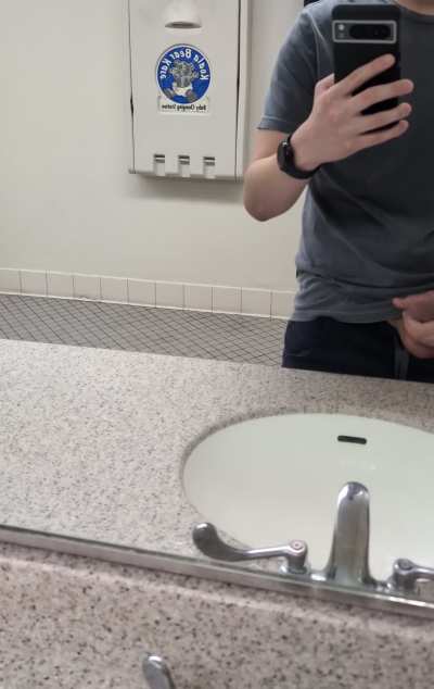 Gotta be fast in the public restroom 