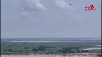 [Myanmar/Burma] Kachin Independence Army targeted 2 out of 3 junta Mi-17 helicopters in Bhamo with FPV drones. One of them crashed near Shwegu. 5/20/2025