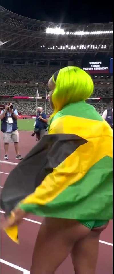 Briana Williams post race 100m Relay