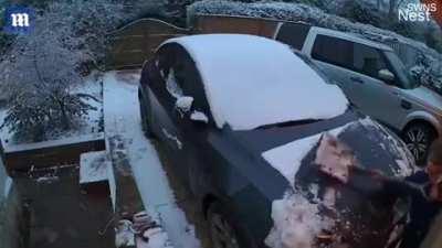 wanted to surprise dad by cleaning snow