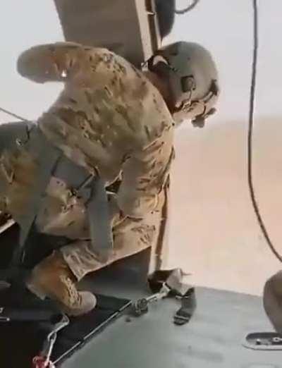 Soldier forgets to strap ladder to helicopter and ends up dropping it