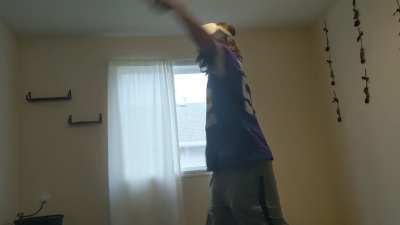 My brother playing the thrill of the fight