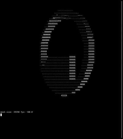 My rotating black mesa logo in ASCII