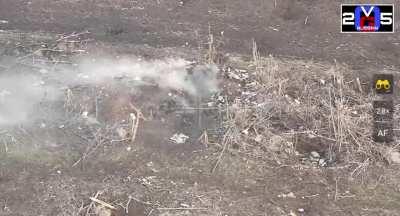 RU POV: Russians use tear gas and grenades to eliminate UA soldiers inside the trench.