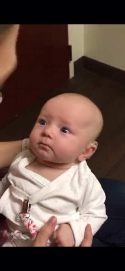 Baby hears for the first time