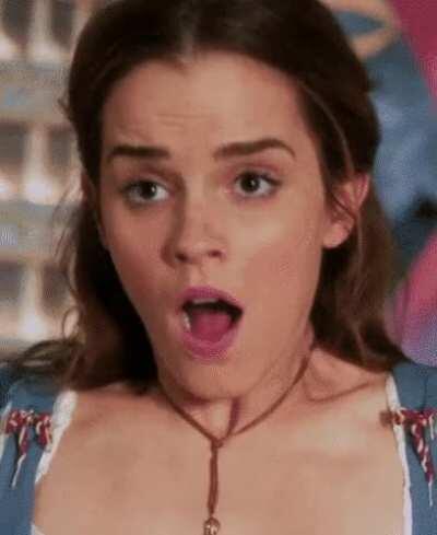 Emma Watson's reaction as she slowly slides down your shaft