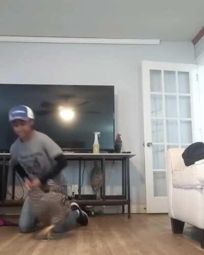 Koa the chicken showing off her tricks