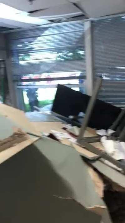 A car drove through my moms office