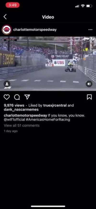 From the official Charlotte motor speedway Instagram