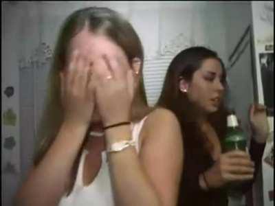 Happy embarrassed girls