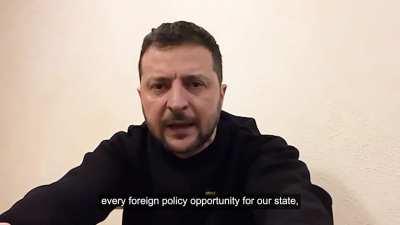 President Zelensky's Latest Address. 25/02/23. Duration 3m51. English Subtitles.