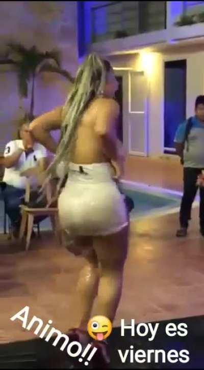 Showing the skills at a local beauty contest