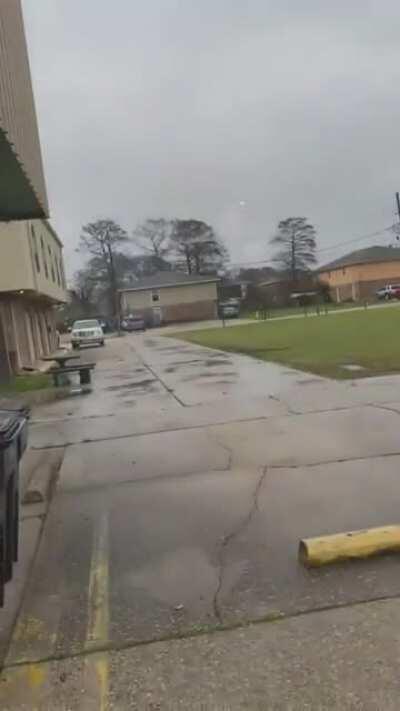 Power surge traveling across damaged powerline creating a scary fireball