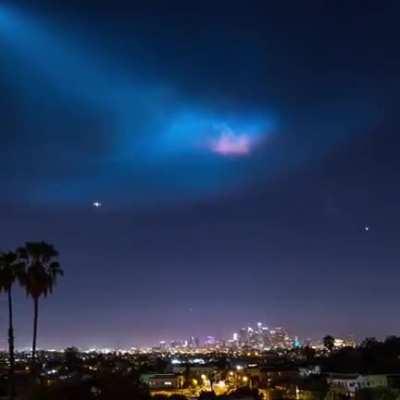 SpaceX falcon 9 leaving Earth's atmosphere and created a 