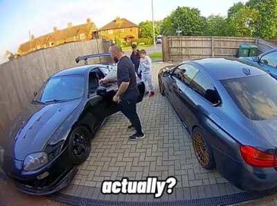 2 young boys knock on door and ask to rev the car